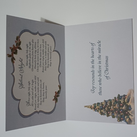 $2 Add-on Foil Silent Night Snowy Church Scene Christmas Card & Envelope Gold - Picture 4 of 8